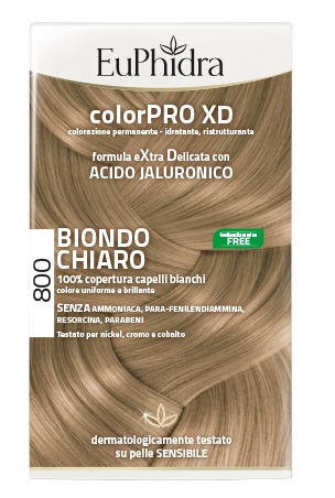 EUPHIDRA COLORPRO XD 800 BIONDO CHIARO GEL COLORANTE CAPELLI IN FLACONE + ATTIVANTE + BALSAMO + GUANTI - Newepa Srl