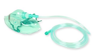 MASCHERA PER OSSIGENO IN PVC PER ADULTI CON TUBO LUNGHEZZA 210 CM CLIP STRINGINASO REGOLABILE FETTUCCIA ELASTICA - Newepa Srl