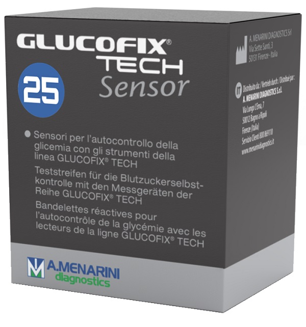 STRISCE MISURAZIONE GLICEMIA GLUCOFIX TECH SENSOR 25 PEZZI - Newepa Srl