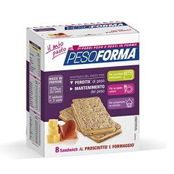 PESOFORMA SANDWICH PROSCIUTTO/FORMAGGIO 4 PASTI 8 PEZZI X 25 G - Newepa Srl
