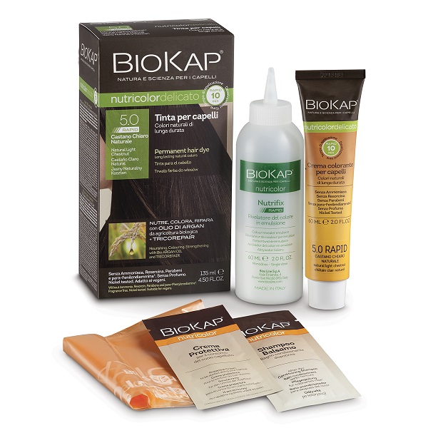 BIOS LINE  BIOKAP NUTRICOLOR DELICATO RAPID TINTA 5,0 CASTANO CHIARO NATURALE 135 ML - Newepa Srl