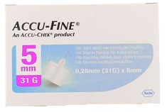 AGO PER PENNA DA INSULINA ACCU-FINE PEN NEEDLE ACCU-CHEK GAUGE 31 X 5MM 100 PEZZI - Newepa Srl