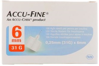 AGO PER PENNA DA INSULINA ACCU-FINE PEN NEEDLE ACCU-CHEK GAUGE 31 X 6MM 100 PEZZI - Newepa Srl