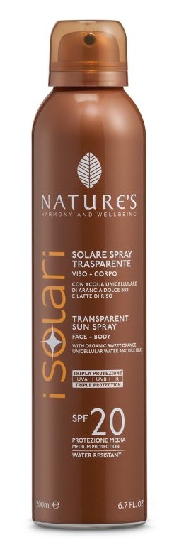 NATURE'S I SOLARI SPRAY TRASPARENTE SPF20 200 ML - Newepa Srl
