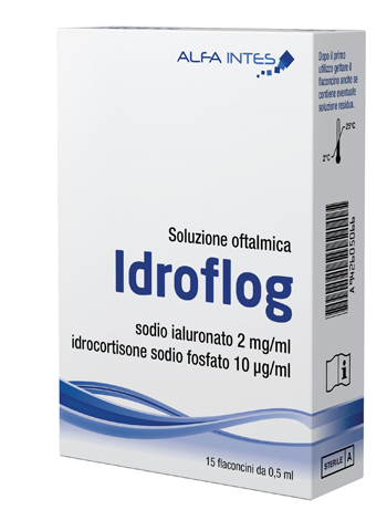 SOLUZIONE OFTALMICA IDROFLOG A BASE DI IALURONATO DI SODIO E IDROCORTISONE SODIO FOSFATO 15 FLACONCINI DA 0,5 ML - Newepa Srl