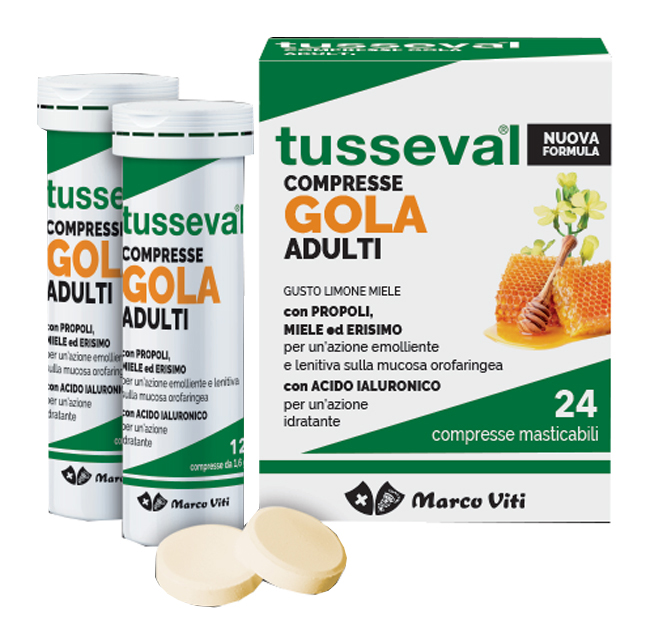 TUSSEVAL GOLA ADULTI 24 COMPRESSE MASTICABILI LIMONE E MIELE - Newepa Srl