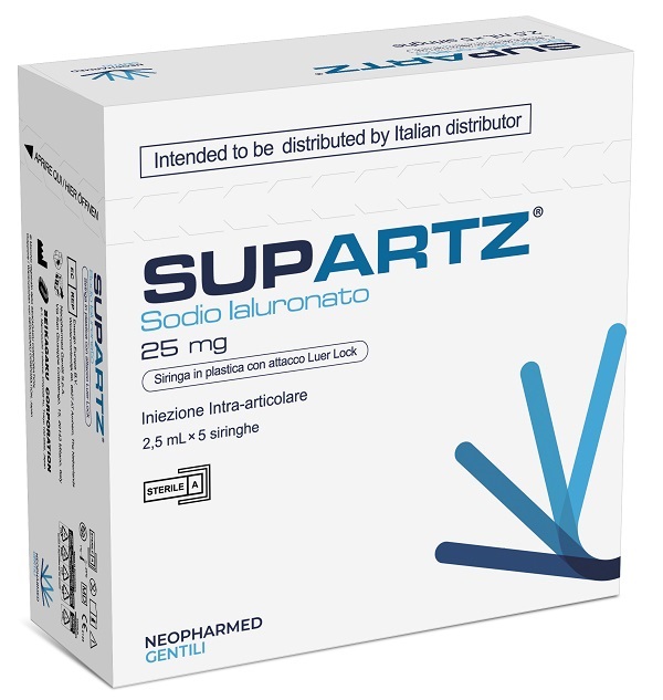 SIRINGA PRERIEMPITA INTRA-ARTICOLARE SUPARTZ ACIDO IALURONICO 25 MG 2,5 ML 5 PEZZI - Newepa Srl