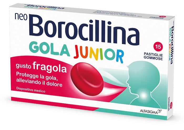 NEOBOROCILLINA GOLA JUNIOR 15 PASTIGLIE GUSTO FRAGOLA - Newepa Srl