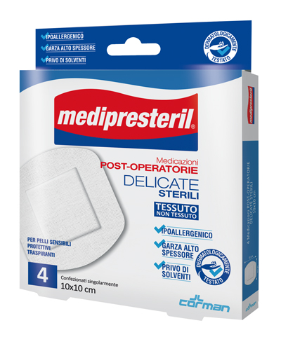 MEDICAZIONE POST OPERATORIA MEDIPRESTERIL DELICATA TNT 10X10CM 5 PEZZI - Newepa Srl