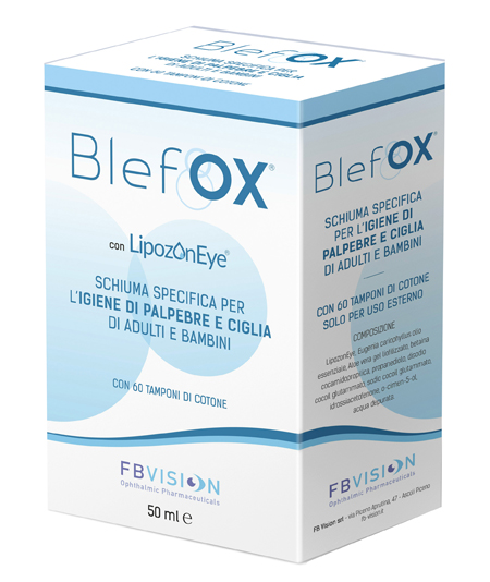BLEFOX SCHIUMA SPECIFICA PER IGIENE PALPEBRE E CIGLIA 50 ML CON EROGATORE + 60 DISCHETTI - Newepa Srl