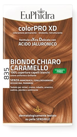 EUPHIDRA COLORPRO GEL COLORANTE CAPELLI XD 835 CARAMELLO 50 ML + ATTIVANTE + BALSAMO + GUANTI - Newepa Srl