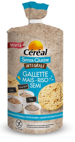CEREAL SENZA GLUTINE INTEGRALE GALLETTE MAIS RISO SEMI 115 G - Newepa Srl
