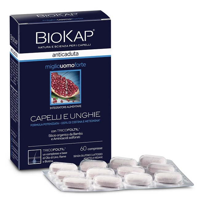 BIOKAP ANTICADUTA MIGLIO UOMO FORTE CON TRICOFOLTIL 60 COMPRESSE - Newepa Srl