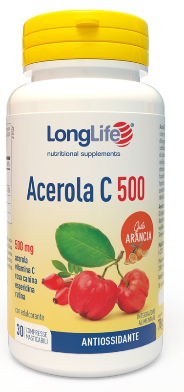 LONGLIFE ACEROLA C500 ARANCIA 30 COMPRESSE MASTICABILI - Newepa Srl