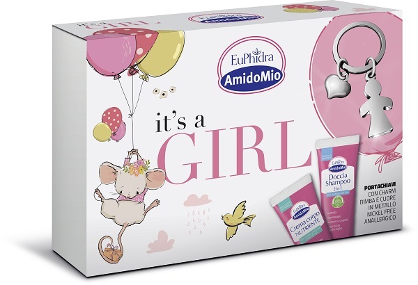 EUPHIDRA AMIDOMIO IT'S A GIRL COFANETTO CON 1 DOCCIA SHAMPOO 2IN1+1 CREMA CORPO+PORTACHIAVI - Newepa Srl