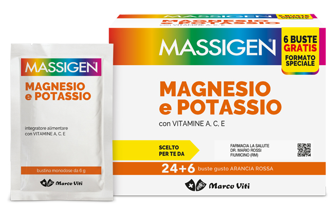 MASSIGEN MAGNESIO POTASSIO 24 BUSTINE + 6 BUSTINE - Newepa Srl