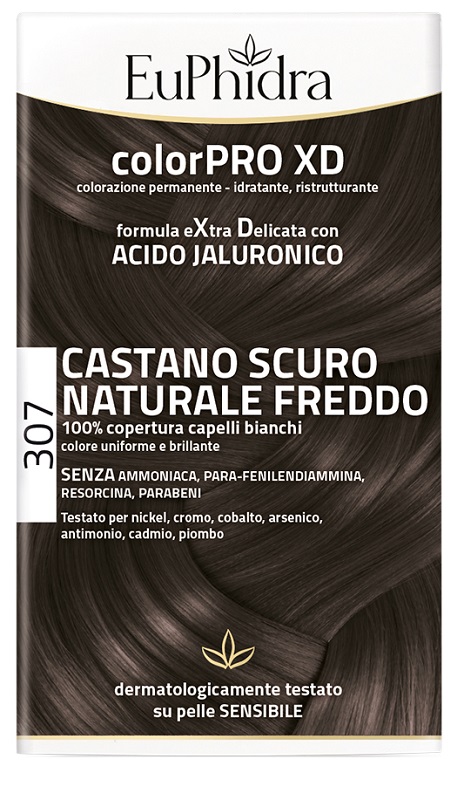 EUPHIDRA COLORPRO XD 307 CASTANO SCU NATURALE F COLORE + ATTIVANTE + BALSAMO + CUFFIA + GUANTI - Newepa Srl