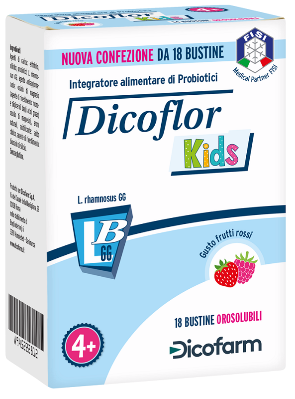 DICOFLOR KIDS 18 BUSTINE OROSOLUBILI GUSTO FRUTTI ROSSI - Newepa Srl