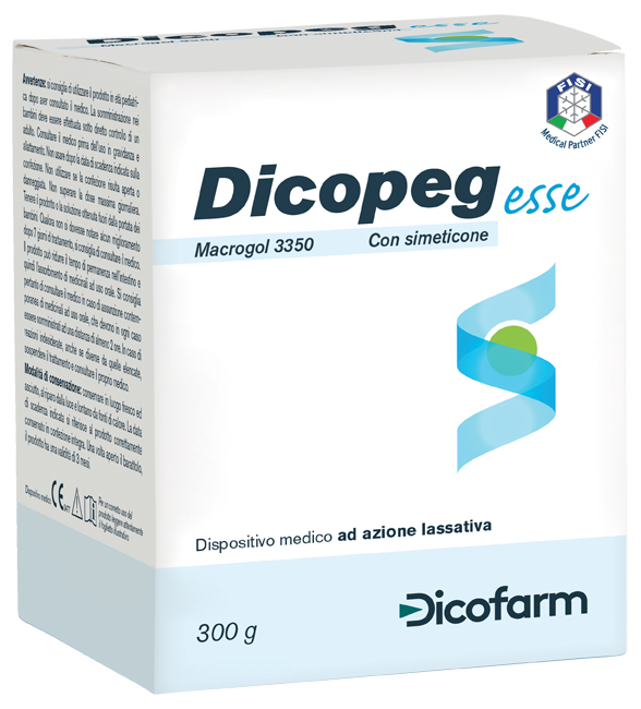 POLIMERO INERTE IDROSOLUBILE MACROGOL 3350 DICOPEG ESSE CON SIMETICONE PER TRATTAMENTO STIPSI POLVERE 300 G - Newepa Srl