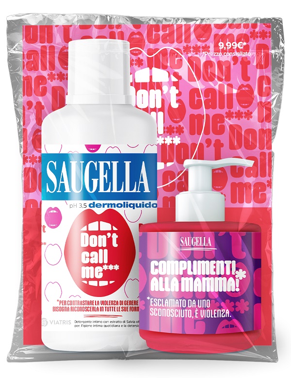 SAUGELLA BUNDLE DERMOLIQUIDO DON'T CALL ME 1 SAUGELLA DERMOLIQUIDO 500 ML CON ETICHETTA EDIZIONE LIMITATA + 1 MINISIZE SAMPLE CON PUMP 150 ML - Newepa Srl