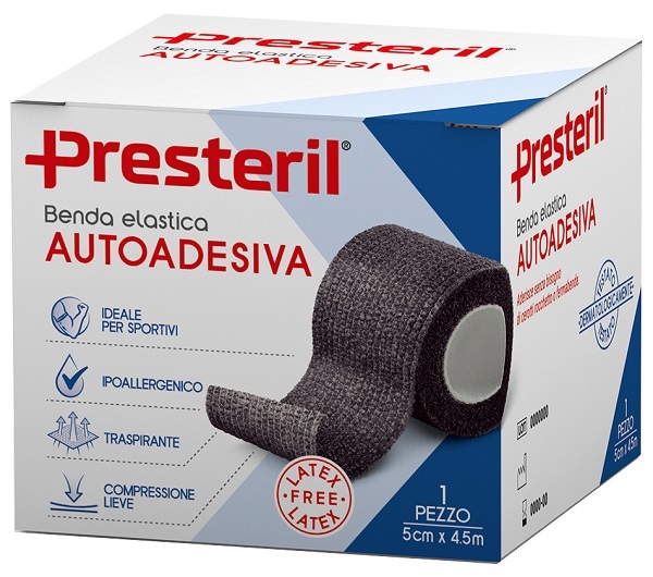 BENDA ELASTICA AUTOADESIVA LATEX FREE PRESTERIL CM 5X4,5 M TESI NERO - Newepa Srl