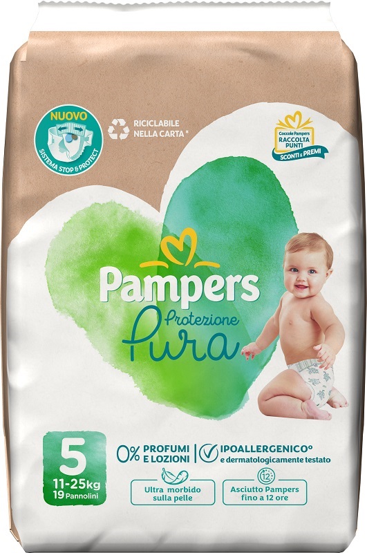 PAMPERS PROTEZIONE PURA JUNIOR PANNOLINI 19 PEZZI - Newepa Srl