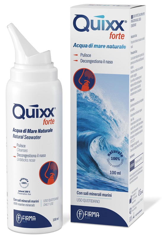 SOLUZIONE SPRAY PER IRRIGAZIONI NASALI QUIXX FORTE ACQUA MARINA IPERTONICA 100 ML - Newepa Srl