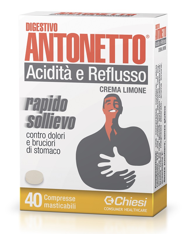 DIGESTIVO ANTONETTO ACIDITA' E REFLUSSO CREMA AL LIMONE 40 COMPRESSE MASTICABILI - Newepa Srl