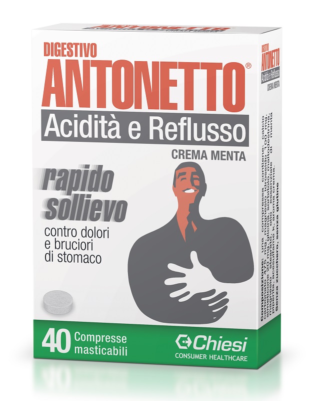 DIGESTIVO ANTONETTO ACIDITA' E REFLUSSO CREMA ALLA MENTA 40 COMPRESSE MASTICABILI - Newepa Srl