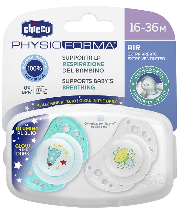 CHICCO SUCCHIETTO AIR LUMI IN SILICONE 16-36 MESI 2 PEZZI - Newepa Srl