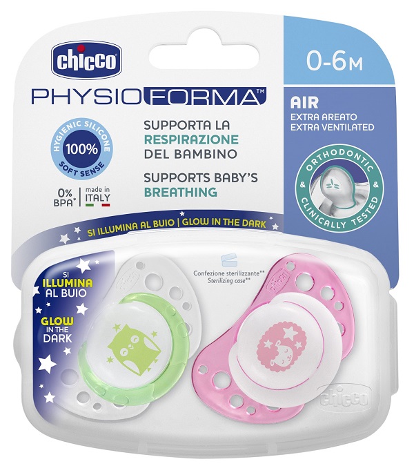 CHICCO SUCCHICCO AIR LUM SILICONE 0-6 MESI 2 PEZZI - Newepa Srl