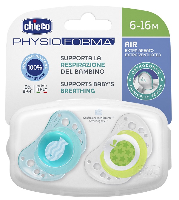 CHICCO SUCCHIETTO AIR BOY IN SILICONE 6-16 MESI 2 PEZZI - Newepa Srl