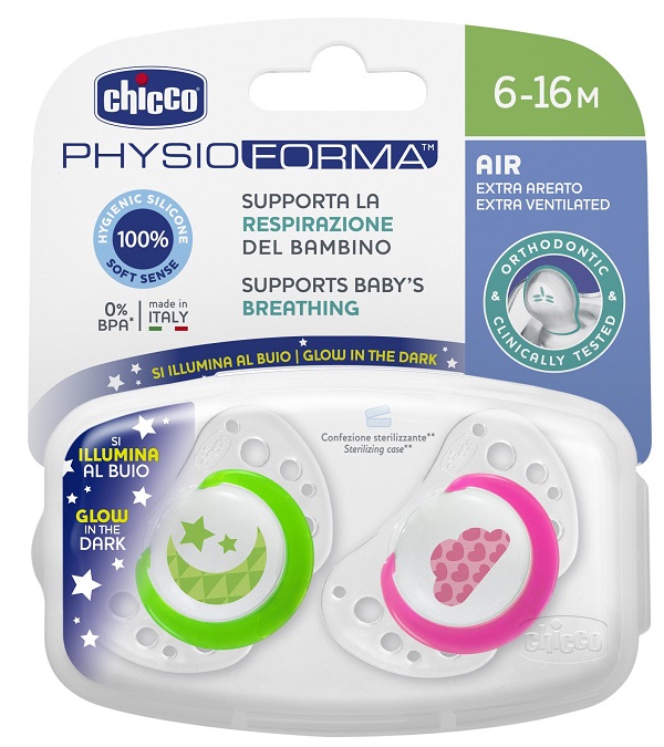 CHICCO SUCCHIETTO AIR LUMI IN SILICONE 6-16 MESI 2 PEZZI - Newepa Srl