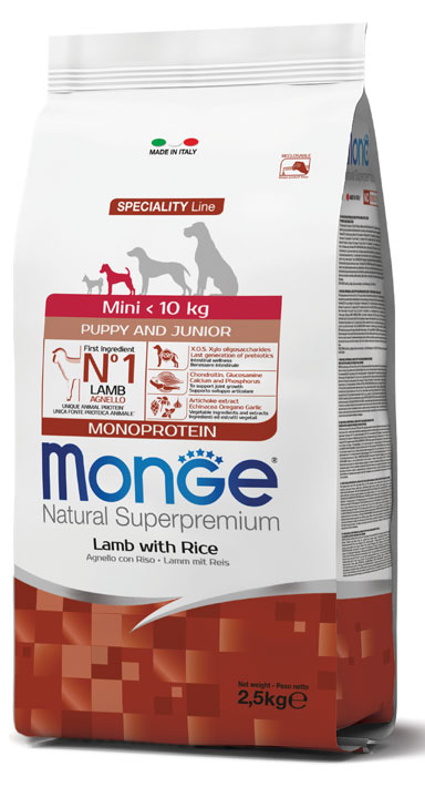 MONGE MINI PUPPY AGNELLO & RISO 2500 G - Newepa Srl
