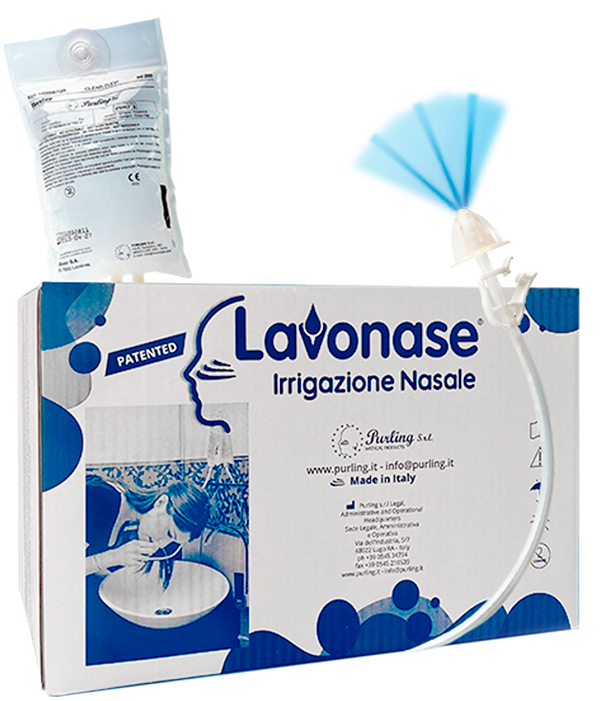 LAVONASE 2 BLISTER STERILI + 10 SACCHE SOLUZIONE FISIOLOGICAPER LAVAGGI NASALI + 1 CLAMP + 1 VENTOSA - Newepa Srl
