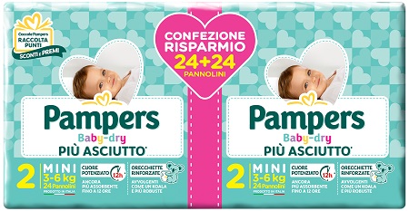 PAMPERS BABY DRY DUO DOWNCOUNT MINI 48 PEZZI - Newepa Srl