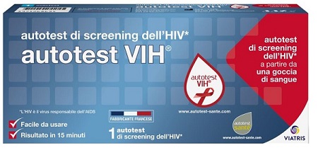 AUTOTEST VIH SCREENING DELL'HIV CONTIENE 1 AUTOTEST + SOLUZIONE + BISTURI + CEROTTO + GARZA + SALVIETTA DISINFETTANTE - Newepa Srl