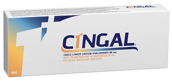 SIRINGA PRERIEMPITA INTRA ARTICOLARE CINGAL 4 ML 22MG/ML ACIDO RETICOLATO CON 4,5 MG/ML TRIAMCINOLONE ESACETONIDE - Newepa Srl