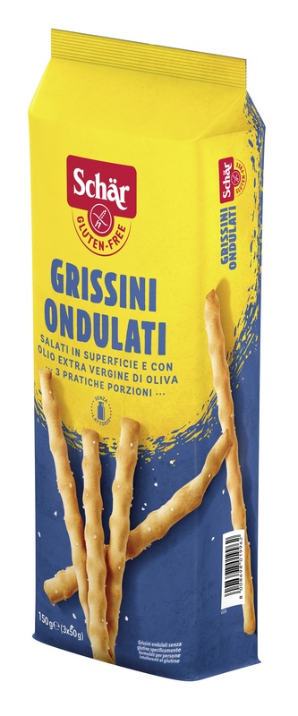 SCHAR GRISSINI ONDULATI SALATI IN SUPERFICIE 3 PORZIONI DA 50 G - Newepa Srl