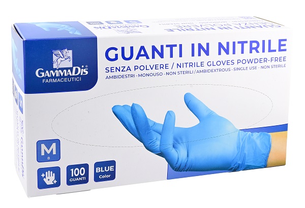 GUANTI NITRILE SENZA POLVERE MEDIUM 100 PEZZI GAMMADIS - Newepa Srl