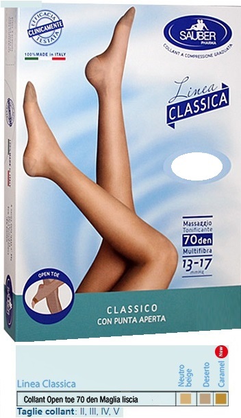 SAUBER COLLANT OPEN TOE MAGLIA LISCIA 70 DEN COLORE NEUTRO BEIGE TAGLIA 2 LINEA CLASSICA - Newepa Srl
