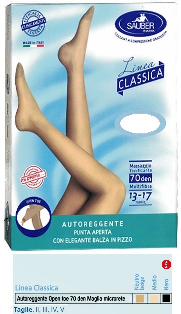 SAUBER AUTOREGGENTE OPEN TOE MAGLIA MICRORETE 70 DEN COLORE NEUTRO BEIGE TAGLIA 4 LINEA CLASSICA - Newepa Srl