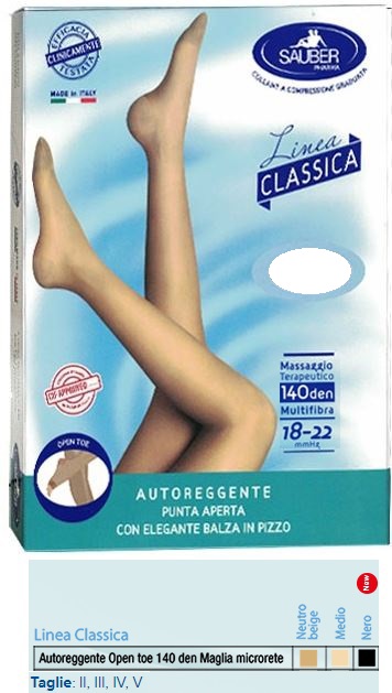 SAUBER AUTOREGGENTE OPEN TOE MAGLIA MICRORETE 140 DEN COLORE NEUTRO BEIGE TAGLIA 2 LINEA CLASSICA - Newepa Srl