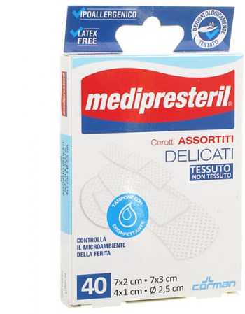 MEDIPRESTERIL CEROTTI DELICATI ASSORTITI 4 FORMATI 40 PEZZI - Newepa Srl
