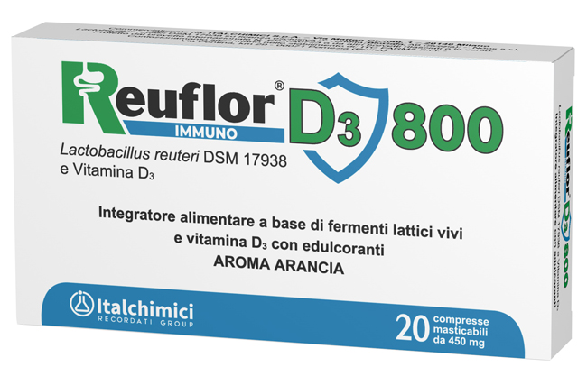 REUFLOR D3 800 20 COMPRESSE MASTICABILI AROMA ARANCIA - Newepa Srl