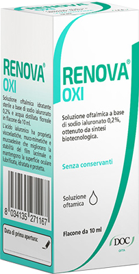 RENOVA OXI COLLIRIO SOLUZIONE OFTALMICA A BASE DI ACIDO IALURONICO 0,2% FLACONE DA 10 ML - Newepa Srl