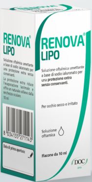 RENOVA COLLIRIO SOSTITUTO LACRIMALE A BASE DI ACIDO IALURONICO 0,4% E LIPIDI FLACONE DA 10 ML SENZA CONSERVANTI - Newepa Srl