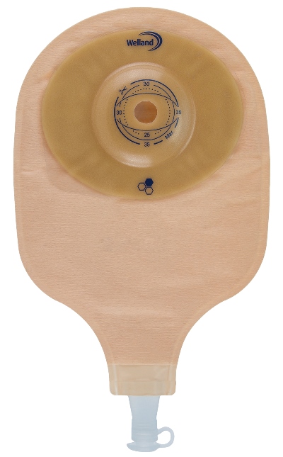 SACCA PER UROSTOMIA TRASPARENTE RITAGLIABILE AURUM CONVEX URO MIDI CON MIELE DI MANUKA DIAMETRO 13-48 MM INIZIO CONVESSITA' 48 MM 10 PEZZI - Newepa Srl