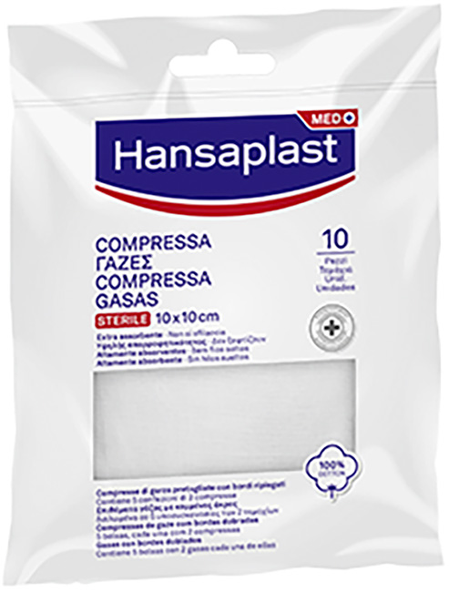 HANSAPLAST GARZA COMPRESSA 10 X 10 CM 10 PEZZI - Newepa Srl