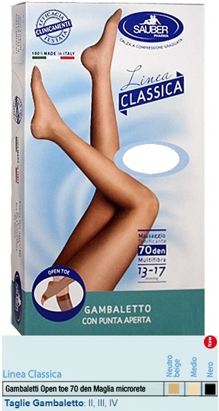 SAUBER GAMBALETTO OPEN TOE MAGLIA MICRORETE 70 DEN COLORE NERO TAGLIA 3 LINEA CLASSICA - Newepa Srl